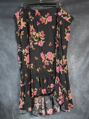 torrid Black Dress with Pink and Gold Floral Print